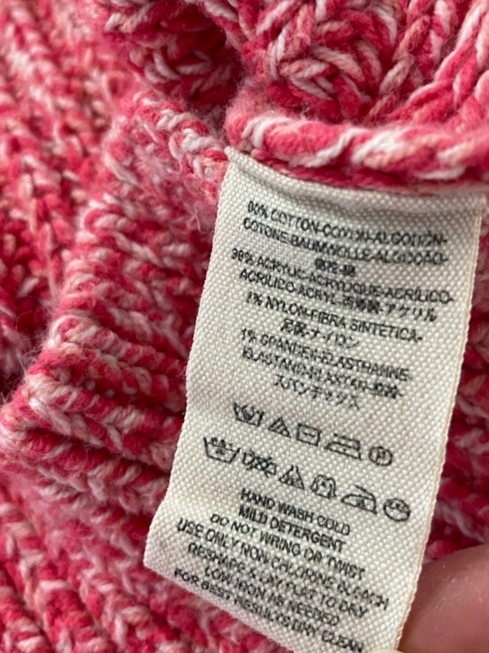 Free People Pink Marled Chunky Knit Collared Sweater L - Picture 10 of 10
